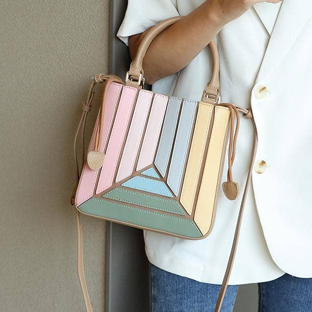 Color-block striped handbag crossbody bag - GlamLusH Boutique 