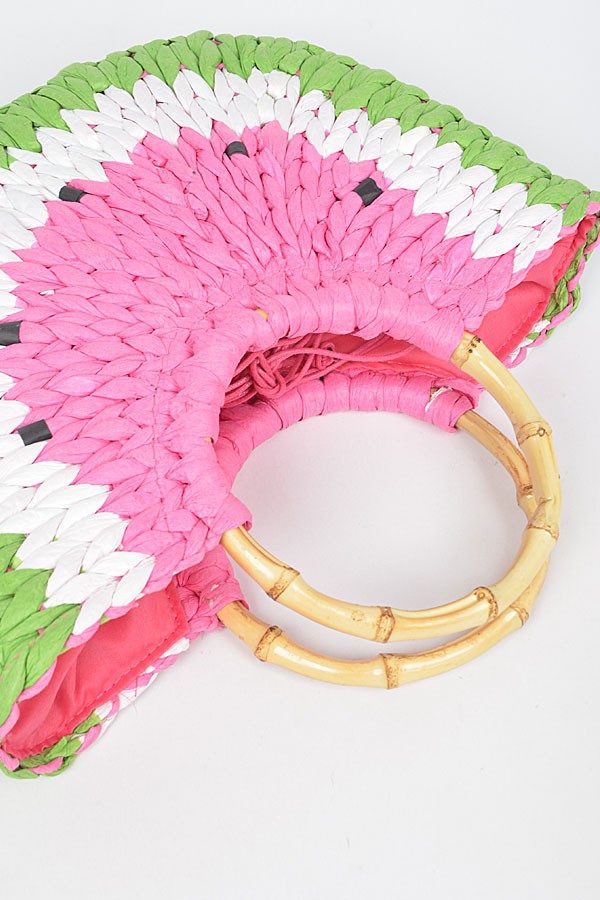 Faux Summer-Straw Crochet Watermelon Handbag- - GlamLusH Boutique 