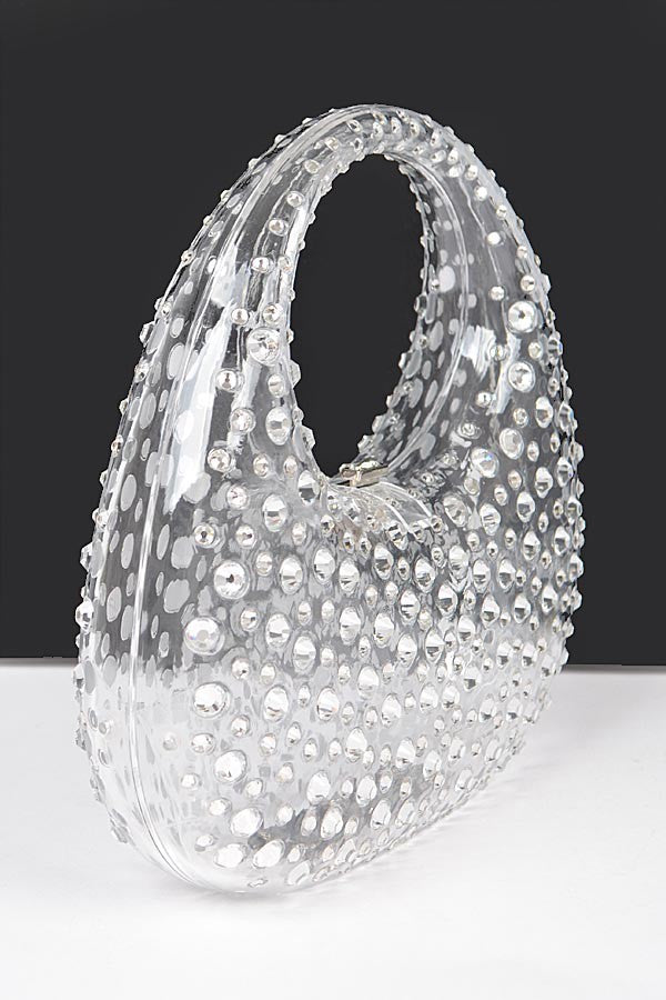 Rhinestone Clear Acrylic Clutch - GlamLusH Boutique 