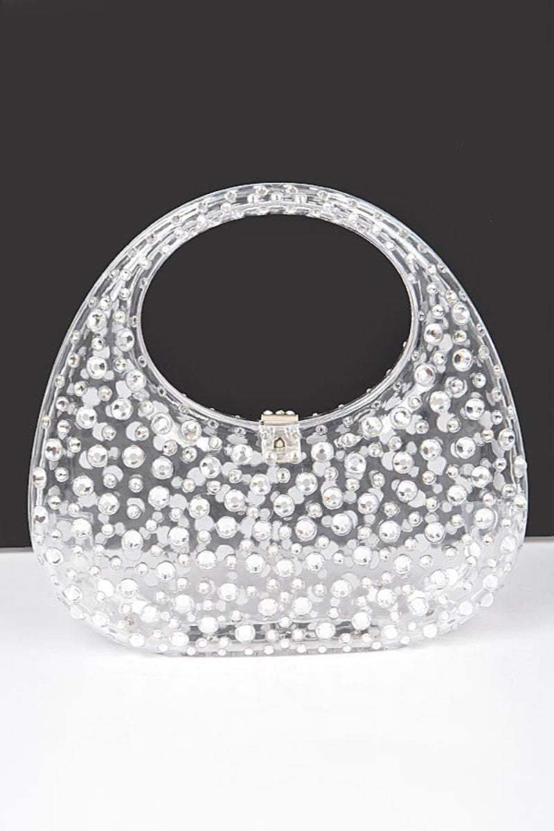 Rhinestone Clear Acrylic Clutch - GlamLusH Boutique 