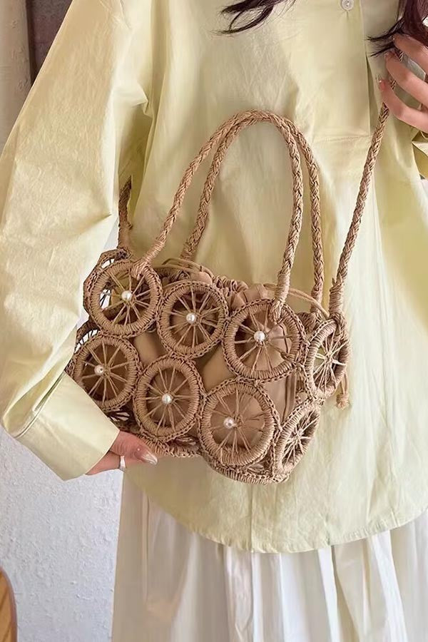 Faux Straw Multi Round Handmade Crossbody Bag - GlamLusH Boutique 