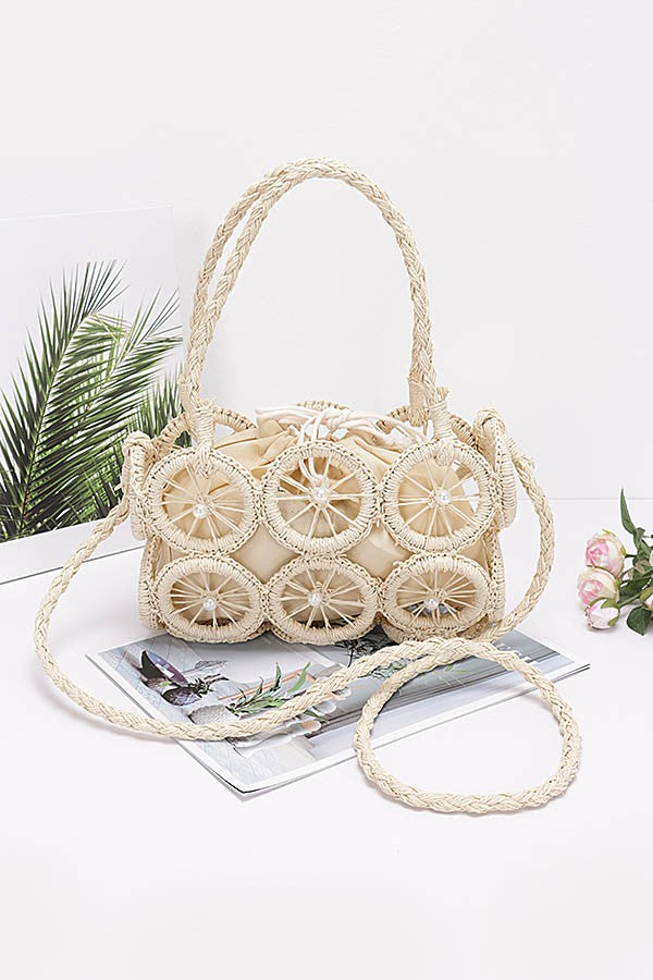 Faux Straw Multi Round Handmade Crossbody Bag - GlamLusH Boutique 