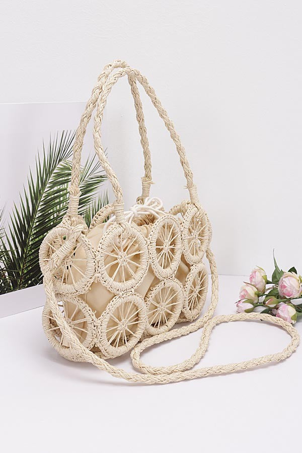 Faux Straw Multi Round Handmade Crossbody Bag - GlamLusH Boutique 