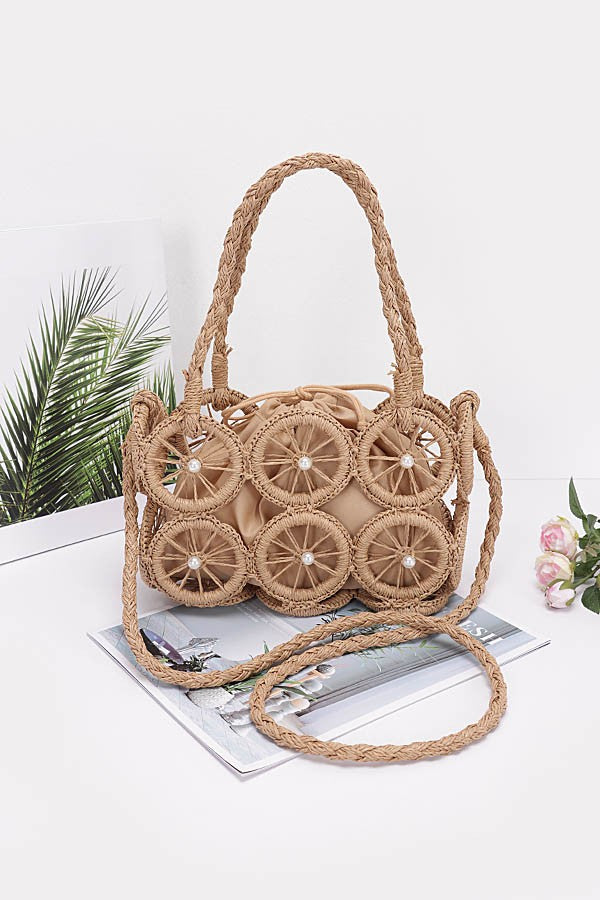 Faux Straw Multi Round Handmade Crossbody Bag - GlamLusH Boutique 
