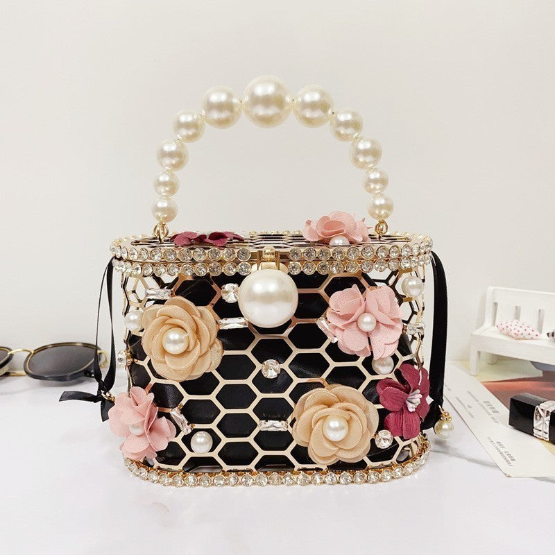 Diamonds Pearl Basket Evening Clutch Bags - GlamLusH Boutique 