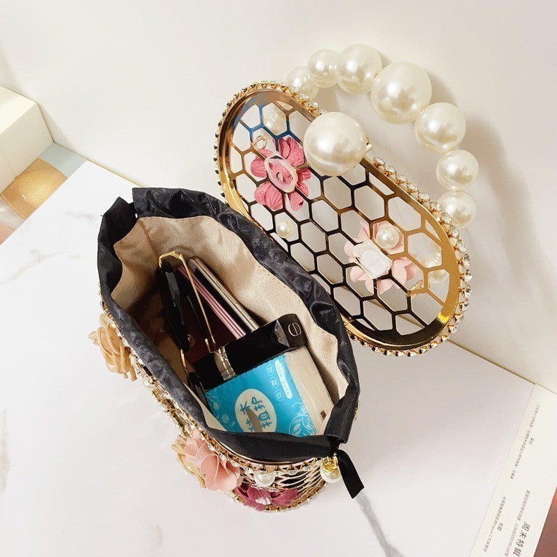 Diamonds Pearl Basket Evening Clutch Bags - GlamLusH Boutique 