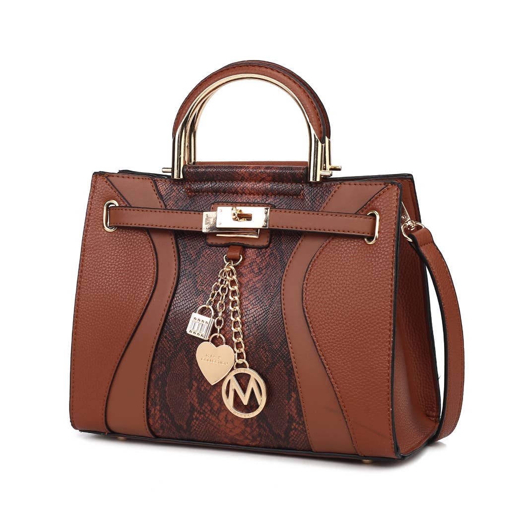 Cassia Snake embossed Vegan Leather Satchel Bag by Mia K - GlamLusH Boutique 
