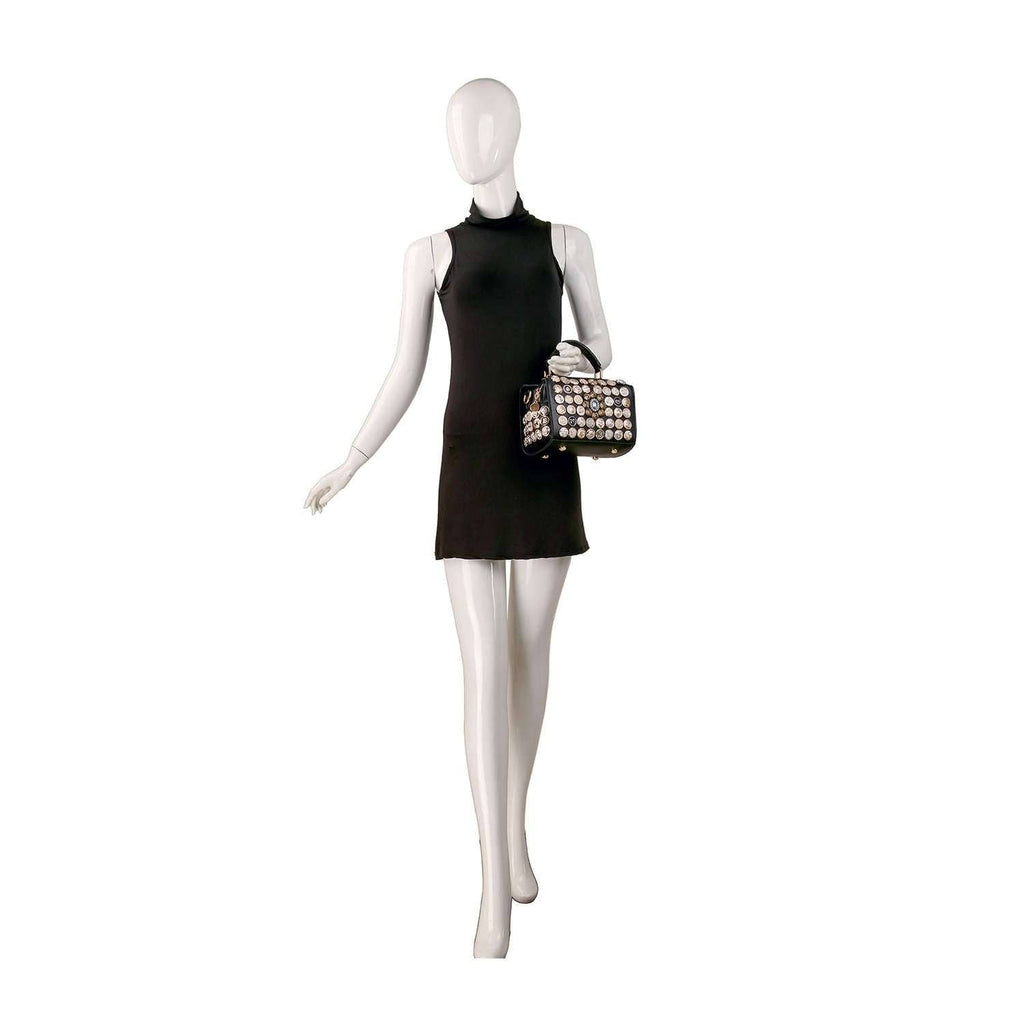 Intricate Button Design Satchel Handbag - GlamLusH Boutique 