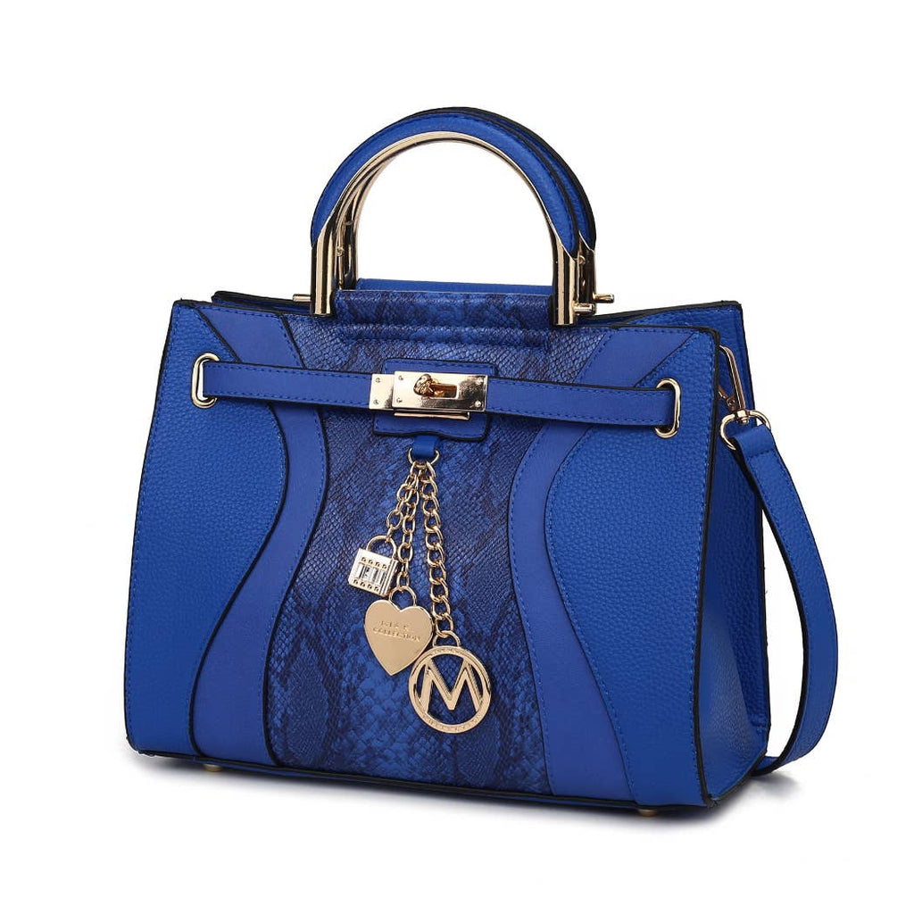 Cassia Snake embossed Vegan Leather Satchel Bag by Mia K - GlamLusH Boutique 