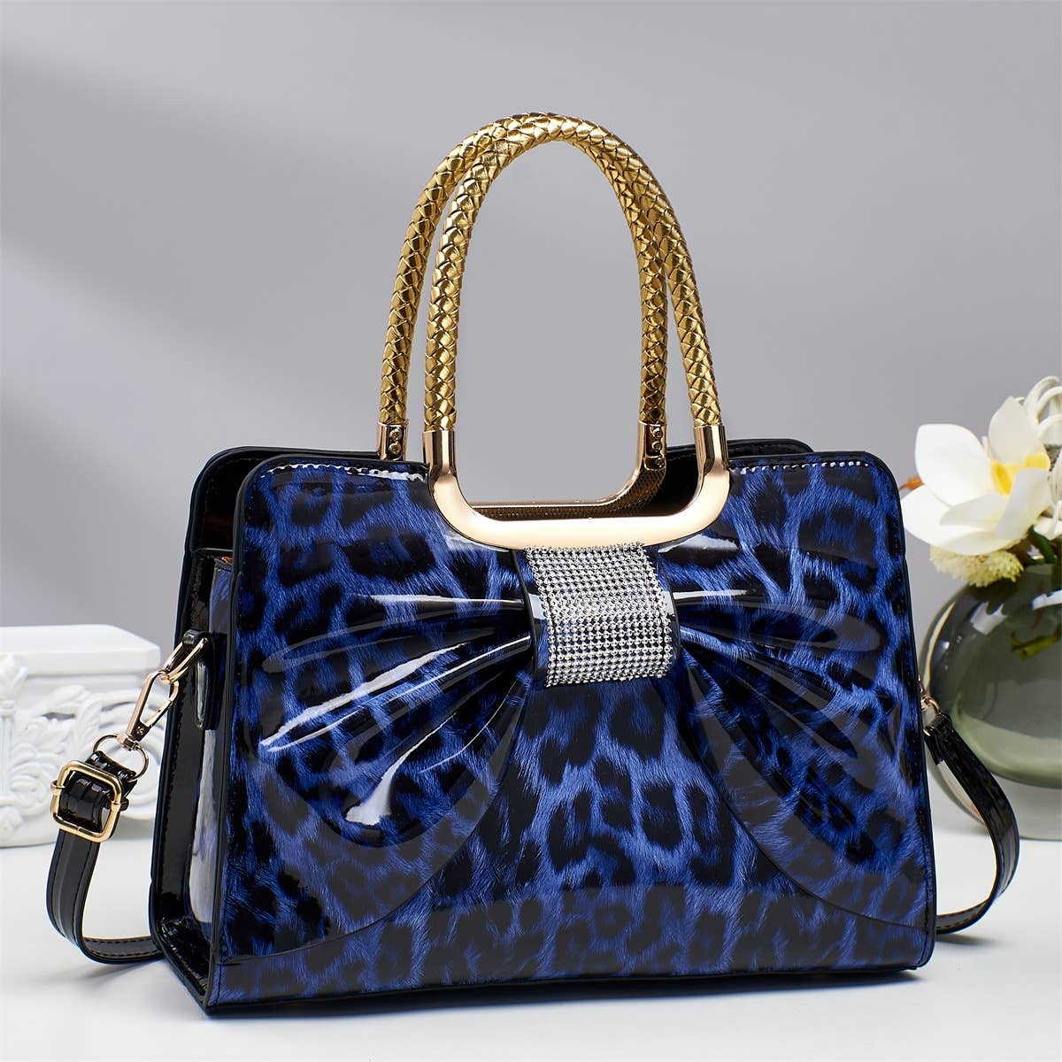 Chic bow leopard handle crossbody bag - GlamLusH Boutique 