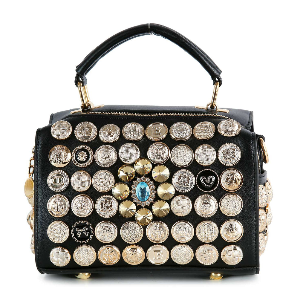 Intricate Button Design Satchel Handbag - GlamLusH Boutique 