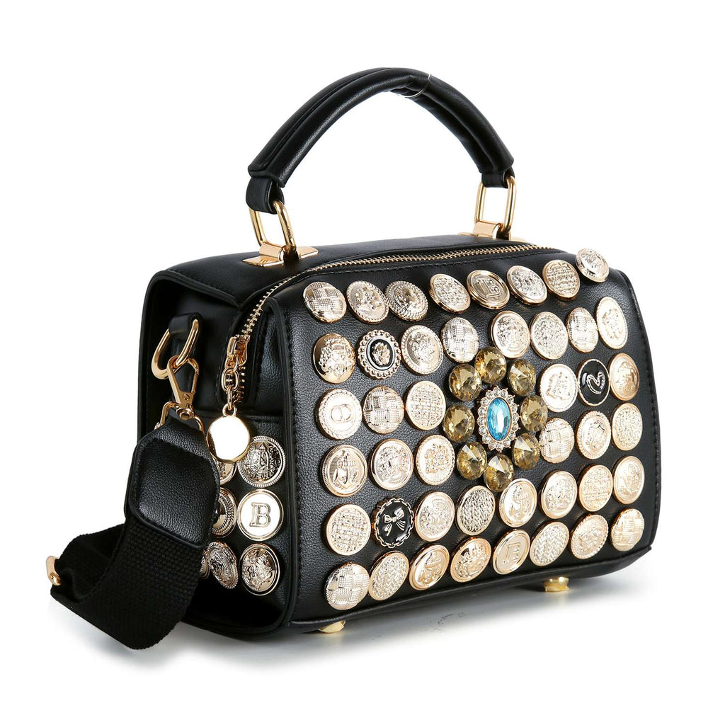 Intricate Button Design Satchel Handbag - GlamLusH Boutique 