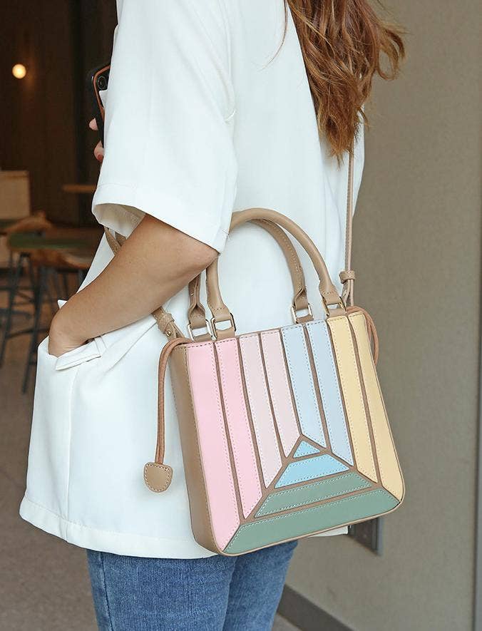 Color-block striped handbag crossbody bag - GlamLusH Boutique 