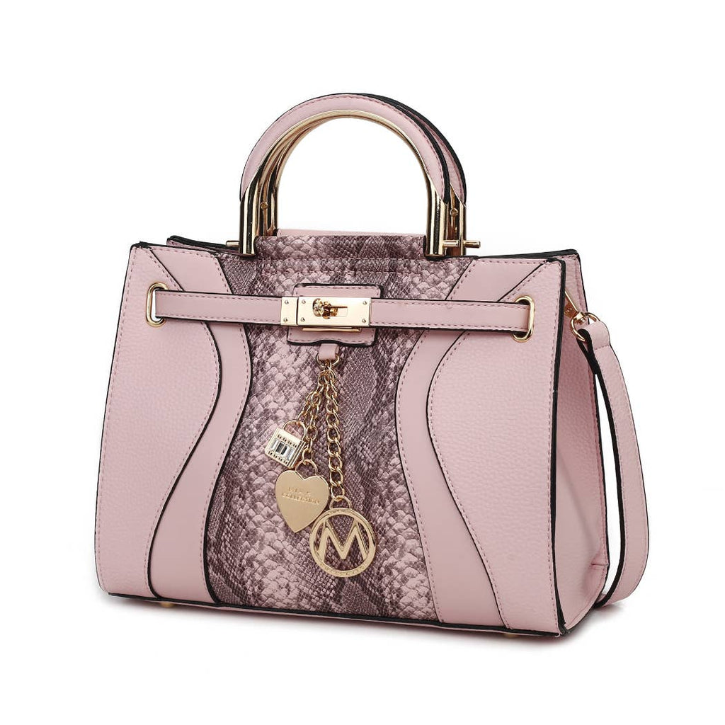 Cassia Snake embossed Vegan Leather Satchel Bag by Mia K - GlamLusH Boutique 