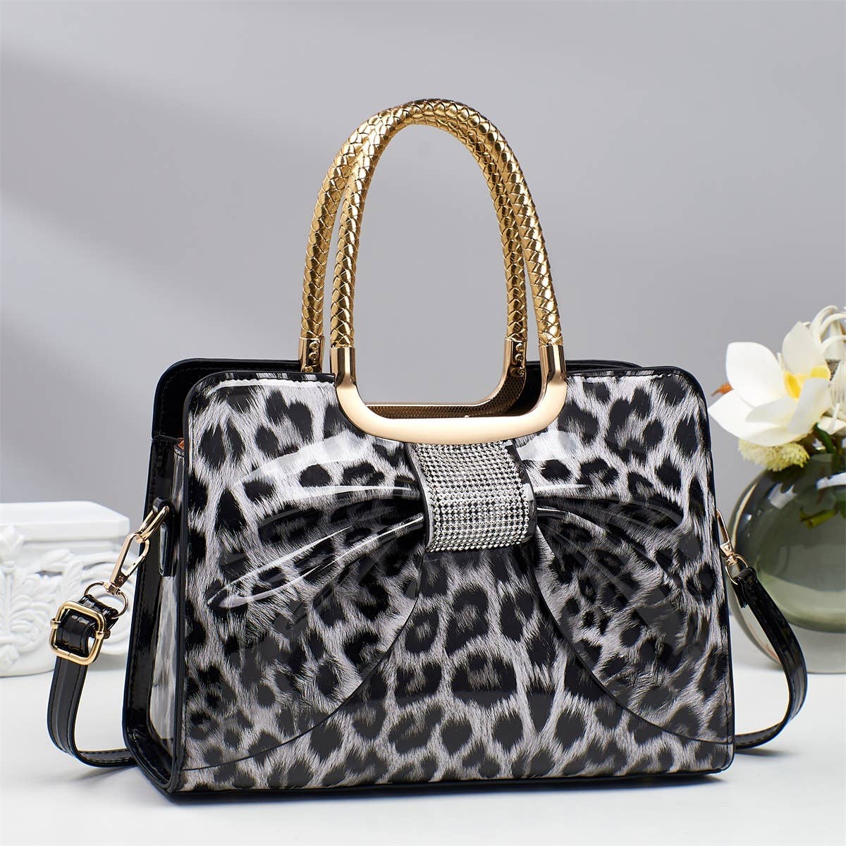 Chic bow leopard handle crossbody bag - GlamLusH Boutique 