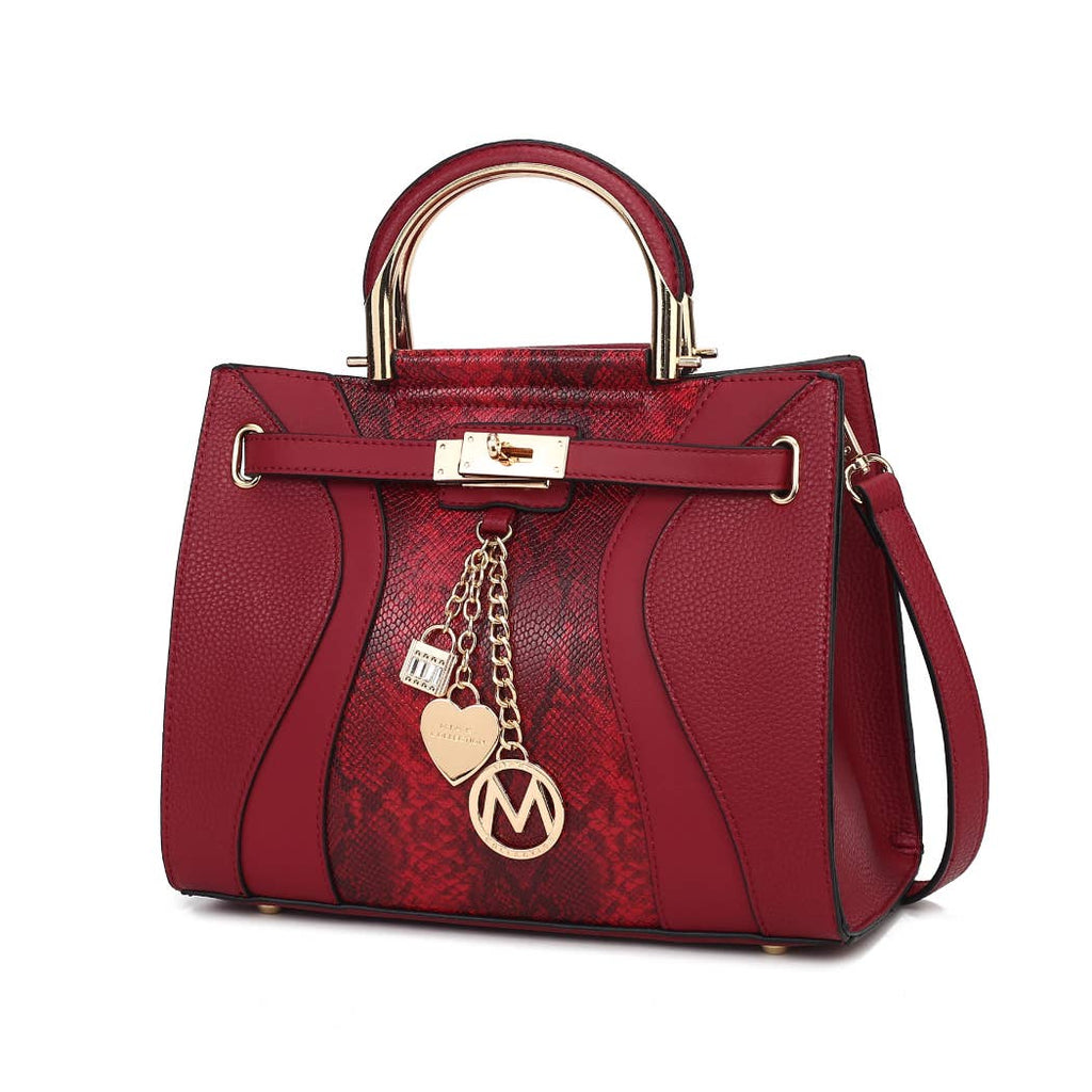 Cassia Snake embossed Vegan Leather Satchel Bag by Mia K - GlamLusH Boutique 