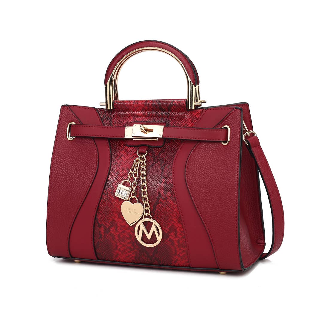 Cassia Snake embossed Vegan Leather Satchel Bag by Mia K - GlamLusH Boutique 